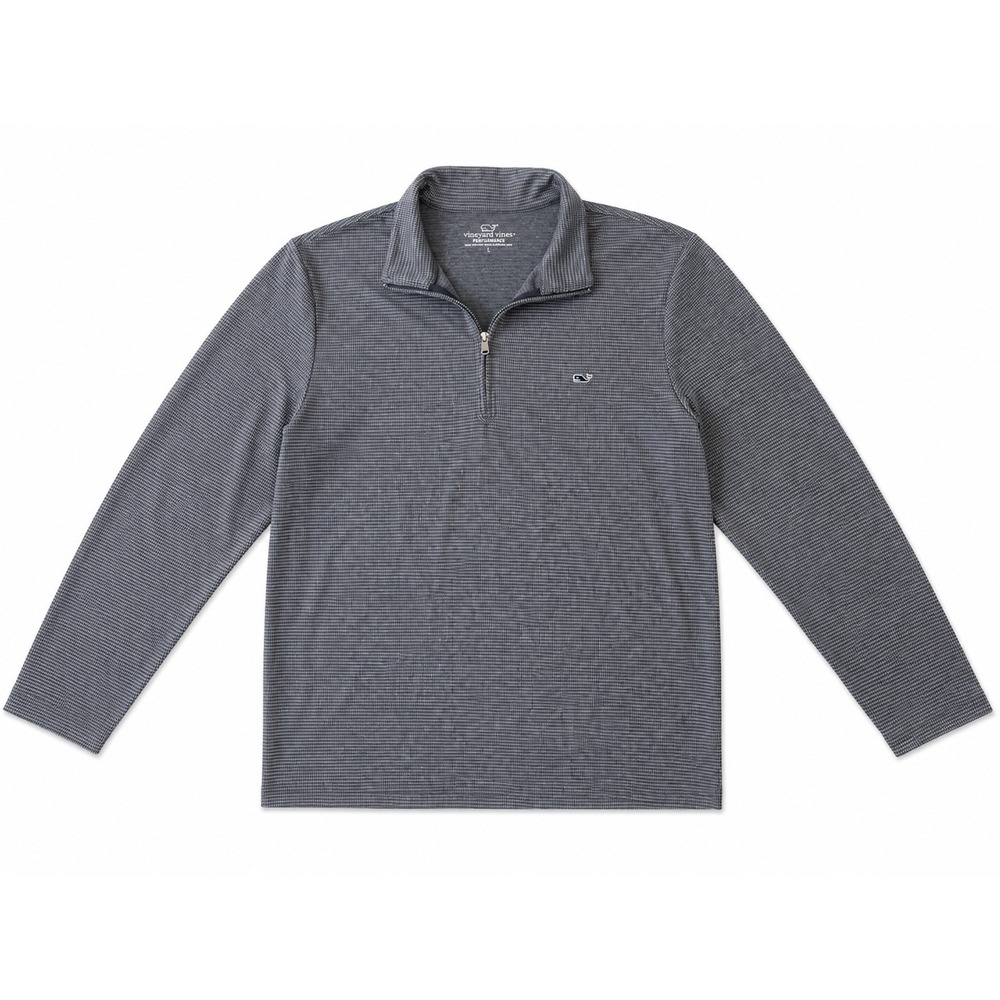Vineyard Vines Performance Quarter Zip‎ Pullover Men's Large Gray Micro Check